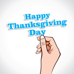 Happy  Thanksgiving Day word in hand