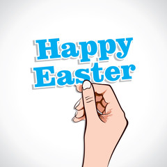 Happy Easter word in hand