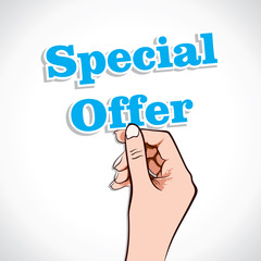 Special Offer word in hand stock vector