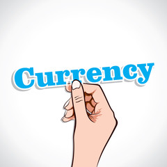 Currency word in hand stock vector
