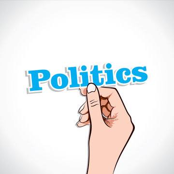Politics word in hand stock vector