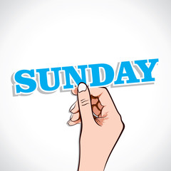 Sunday word in hand stock vector