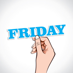Friday word in hand stock vector