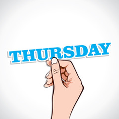 Thursday word in hand stock vector