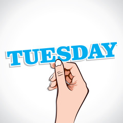 Tuesday word in hand stock vector