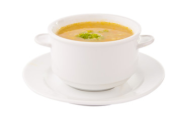 pea soup in a bowl isolated