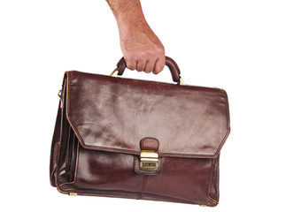 leather briefcase isolated