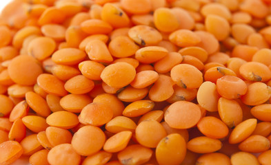 close up of red lentils