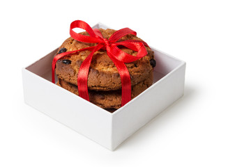cookies with chocolate pieces in box
