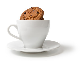 cookies with chocolate pieces in cup