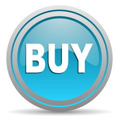 buy blue glossy icon on white background