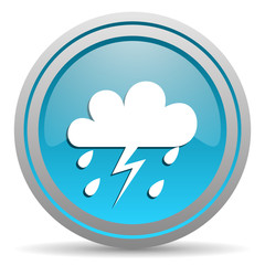 weather blue glossy icon on white background