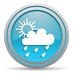 weather blue glossy icon on white background