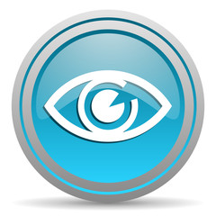 eye blue glossy icon on white background