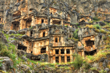 Fototapeta premium Lycian Rock Tomb in ancient Myra, HDR