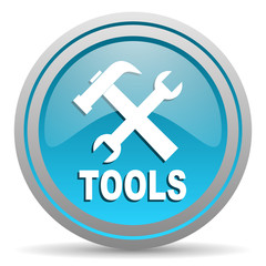 Fototapeta premium tools blue glossy icon on white background
