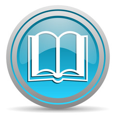 book blue glossy icon on white background