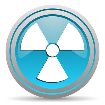 radiation blue glossy icon on white background