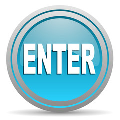 enter blue glossy icon on white background