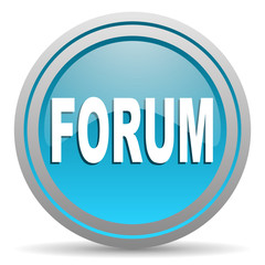 forum blue glossy icon on white background
