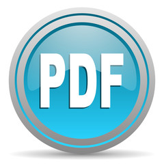 pdf blue glossy icon on white background