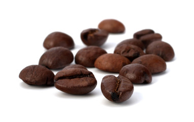 Coffee beans isolated on the white background