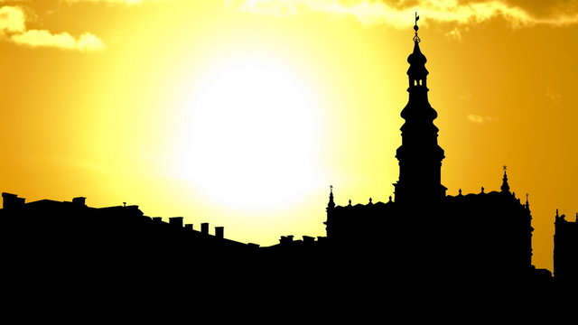 Poland Ratusz Zamosc golden sunset