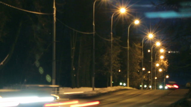 Time lapse road traffic at night