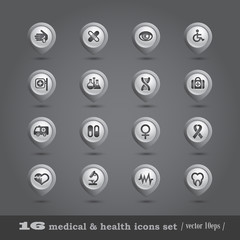 Medical icons set, internet buttons