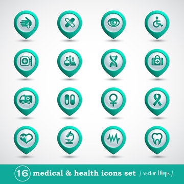 Medical icons set, internet buttons