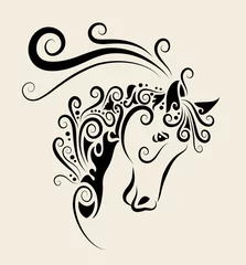 Zelfklevend Fotobehang Horse head ornament © ComicVector