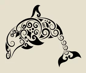 Foto op Canvas Dolphin decorative ornament © ComicVector