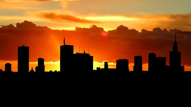 Poland Warsaw skyline sunrise