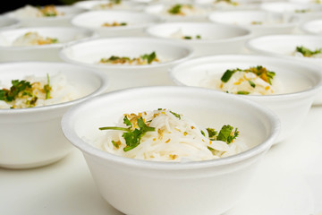 Noodles in a foam box