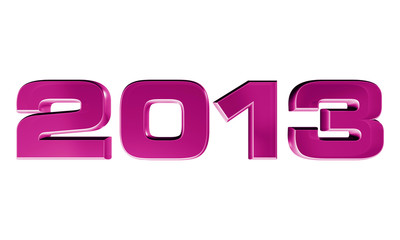 Happy New Year 2013, pink number 2013 on white background