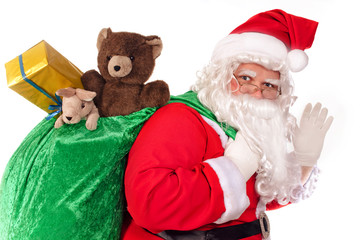 Santa Claus holding  bag