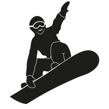 black silhouette snowboarder jumping clip art preview
