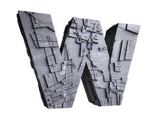 Stone Letter W in 3D