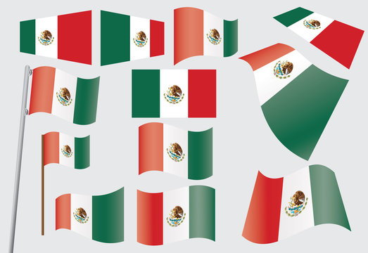 set of flags of Mexico vector illustration