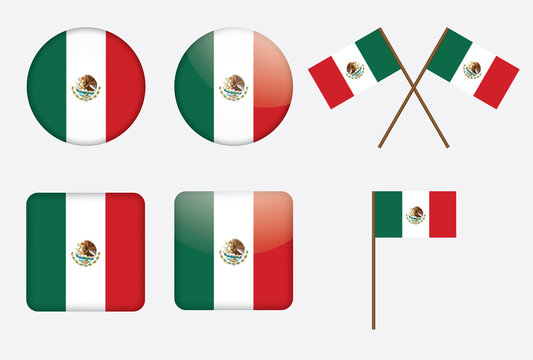set of badges with flag of Mexico vector illustration