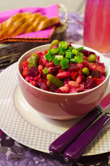 Russian Salad From Beet And Other Winter Vegetables