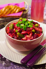Russian Salad From Beet And Other Winter Vegetables