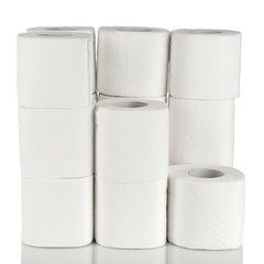Rolls of toilet paper isolated on white
