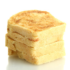 White bread toast, isolated on white