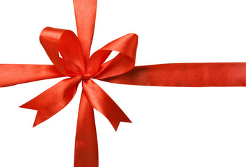 knitted bow of red ribbon