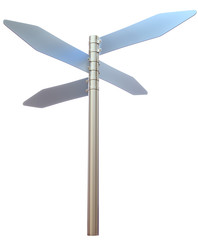 road sign pointing into four directions