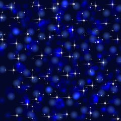 Blue background with stars and bokeh lights