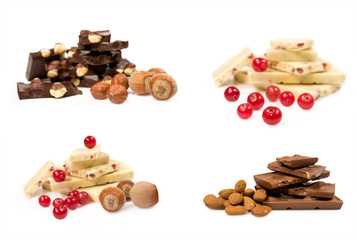set of chocolate with nuts and berries