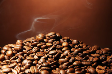 coffee beans on brown background