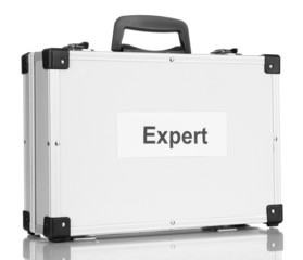Silvery diplomat (suitcase) isolated on white